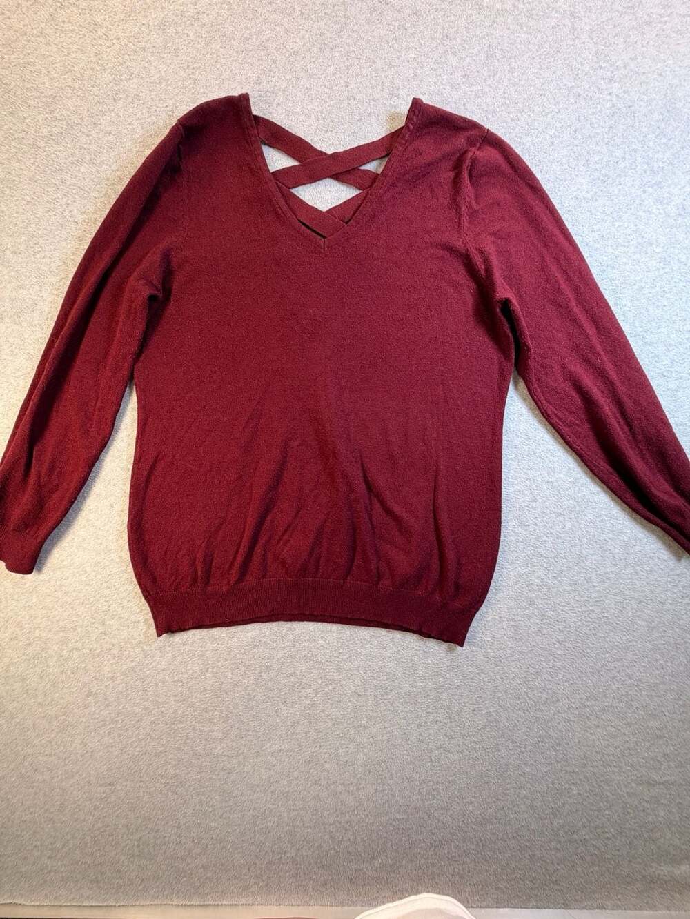 Love Ellie Burgundy Crisscross Back Sweater Top